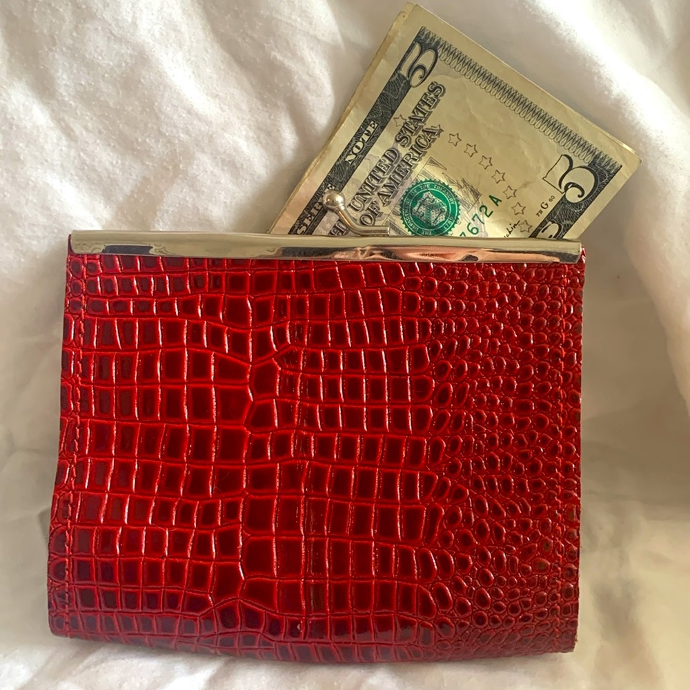 Mongolian leather pocketbook clutch wallet purse